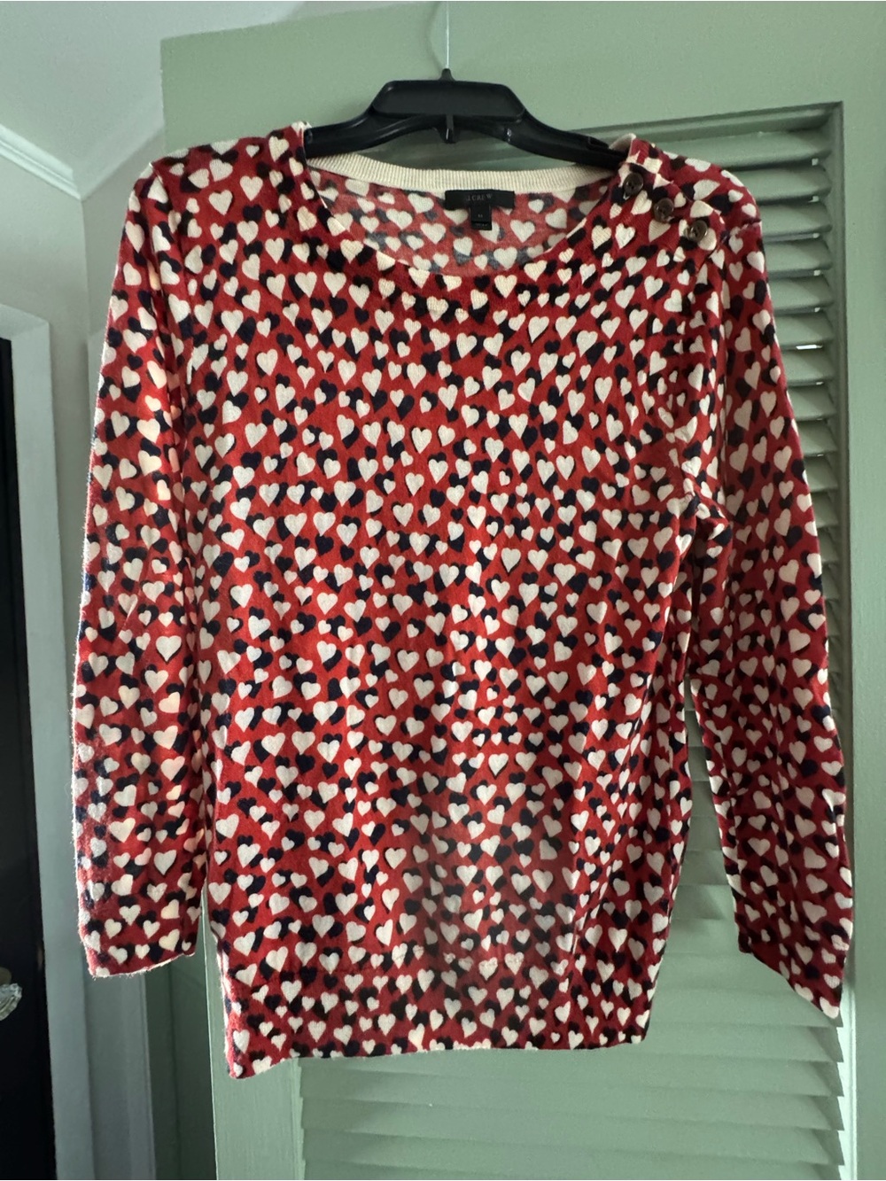 J.Crew heart sweater, size medium